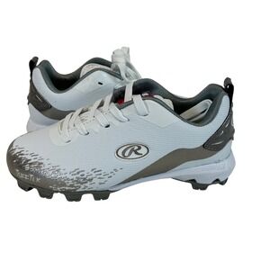Rawlings Ripsaw Youth Baseball Cleats White Silver 7358YWHSL Size 13 US